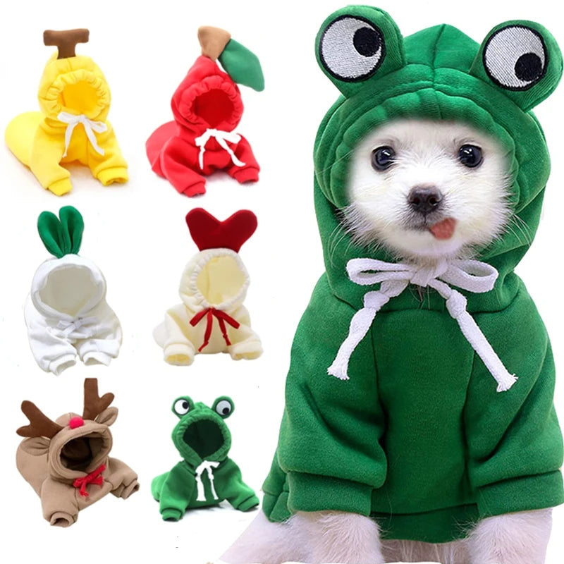 Cute Fruit Dog Clothes For Small Dogs Hoodies Winter Warm Fleece Pet Clothing Puppy Cat Costume Coat For French Chihuahua Outfit LadyShow.Store