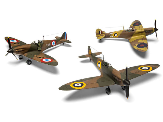 Level 2 Model Kit Supermarine Spitfire Mk.I Fighter Aircraft with 3 Scheme Options 1/48 Plastic Model Kit by Airfix Airfix