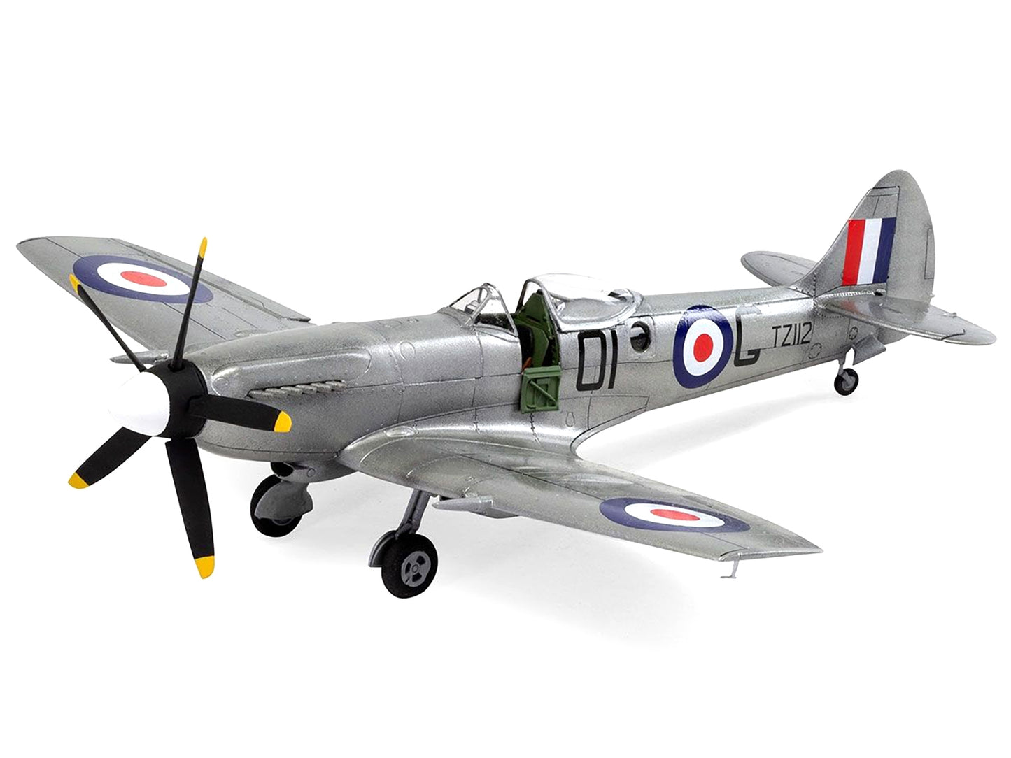 Level 2 Model Kit Supermarine Spitfire FR Mk.XIV Fighter Aircraft with 2 Scheme Options 1/48 Plastic Model Kit by Airfix