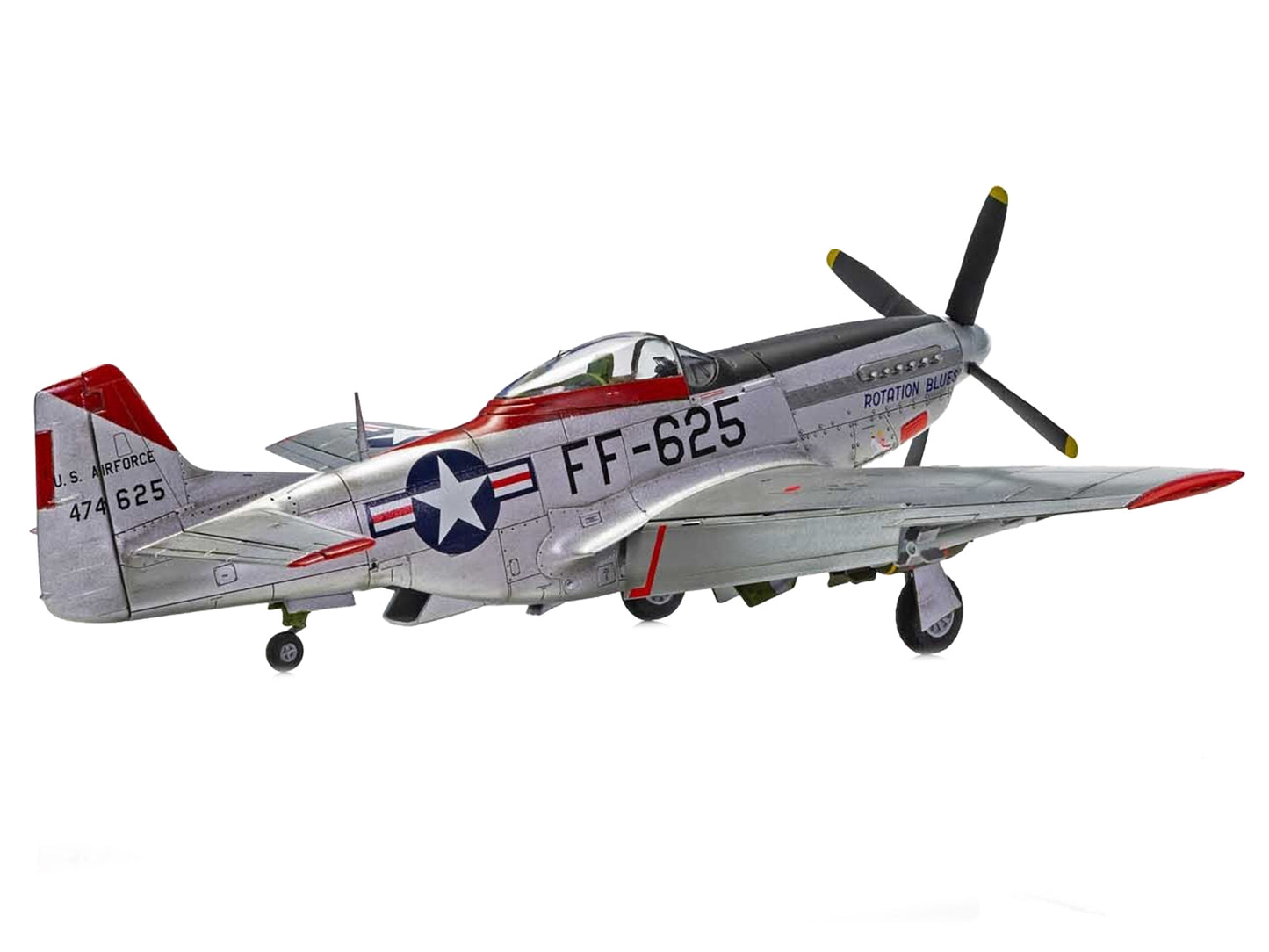 Level 2 Model Kit North American F-51D Mustang Fighter Aircraft with 3 Scheme Options 1/48 Plastic Model Kit by Airfix