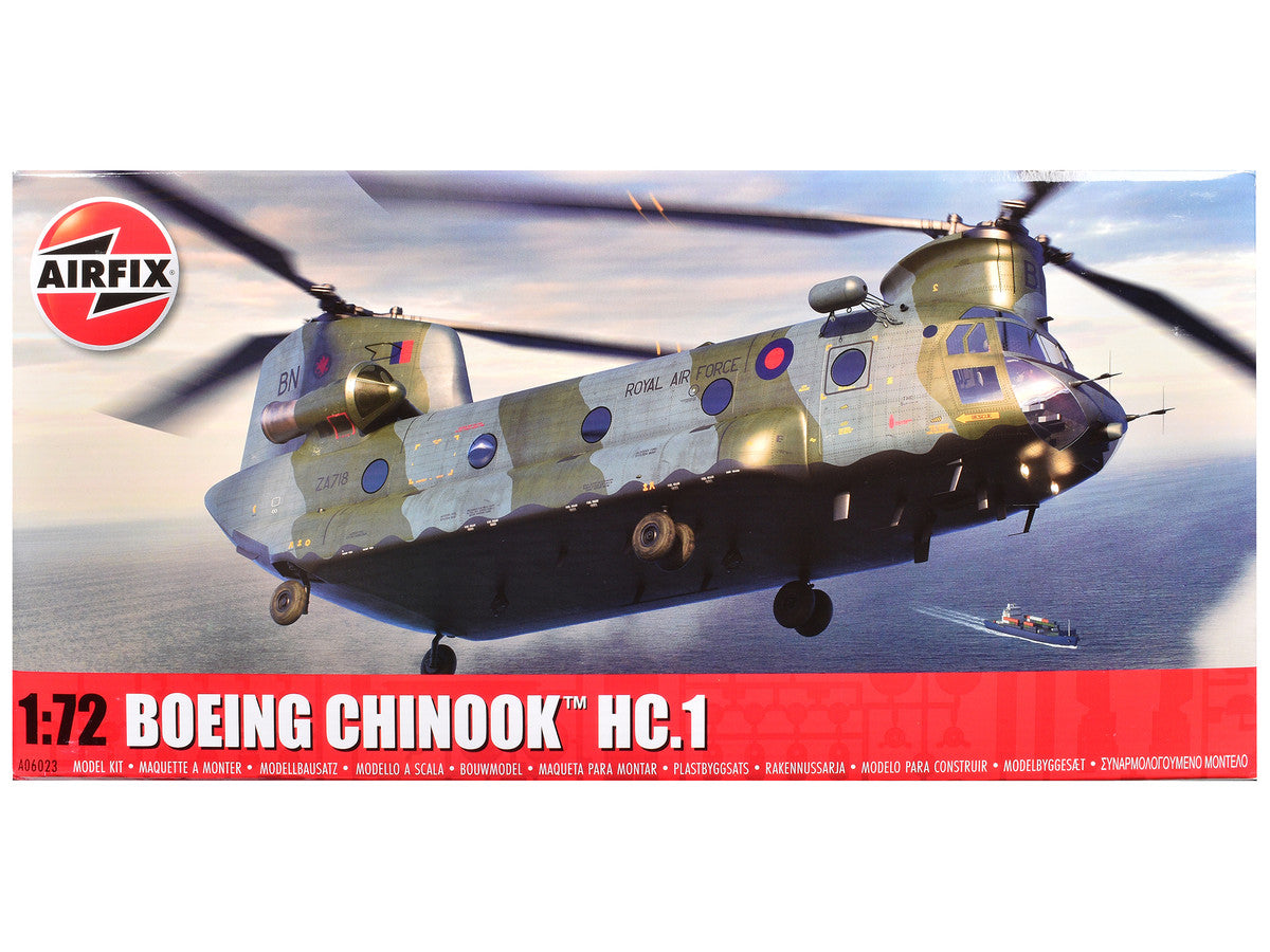 Level 3 Model Kit Boeing Chinook HC.1 Helicopter with 2 Scheme Options 1/72 Plastic Model Kit by Airfix Airfix