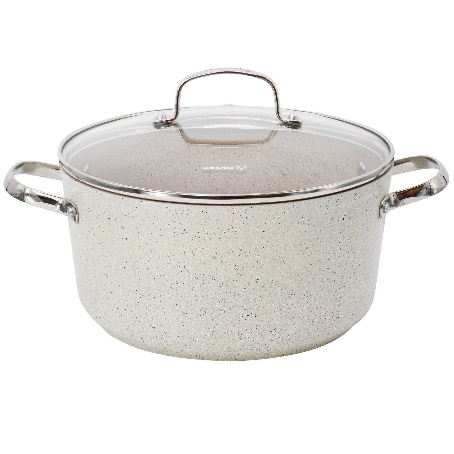 Korkmaz Granita 8 Liter Aluminum Nonstick Casserole with Lid in Tan W2B