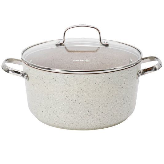 Korkmaz Granita 8 Liter Aluminum Nonstick Casserole with Lid in Tan W2B