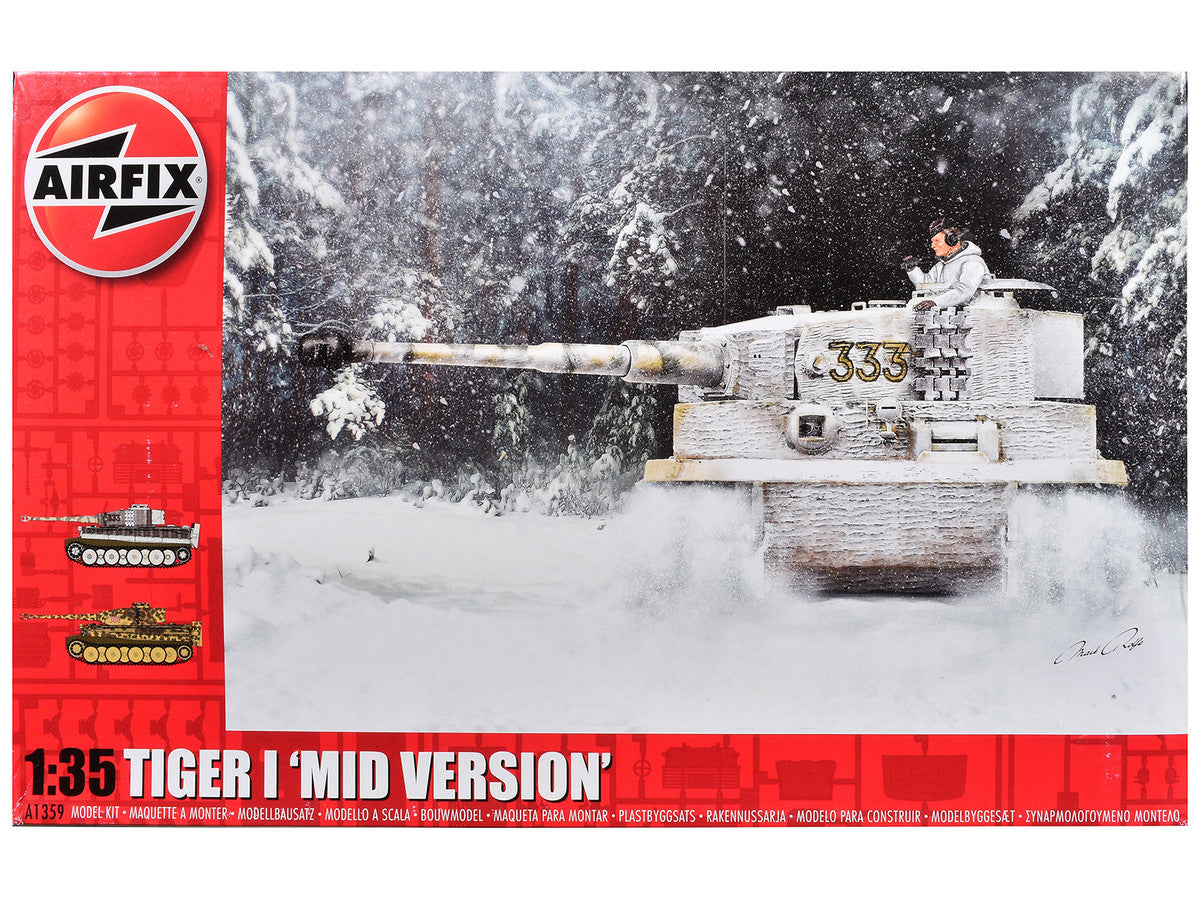 Level 3 Model Kit Tiger I "Mid Version" Tank with 2 Scheme Options 1/35 Plastic Model Kit by Airfix Airfix