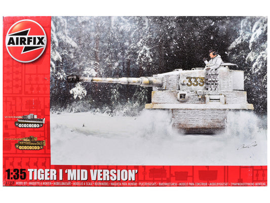 Level 3 Model Kit Tiger I "Mid Version" Tank with 2 Scheme Options 1/35 Plastic Model Kit by Airfix Airfix