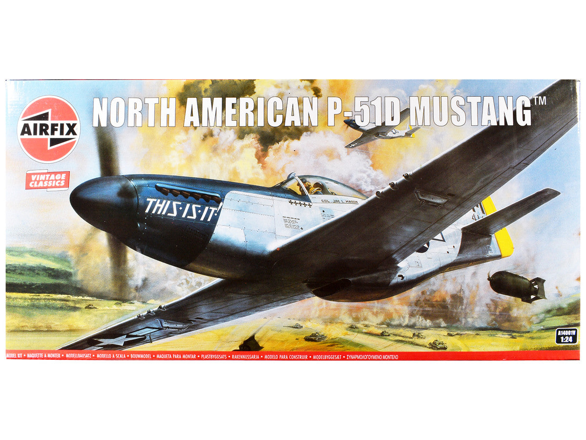 Level 4 Model Kit North American P-51D Mustang Aircraft with 2 Scheme Options 1/24 Plastic Model Kit by Airfix-0