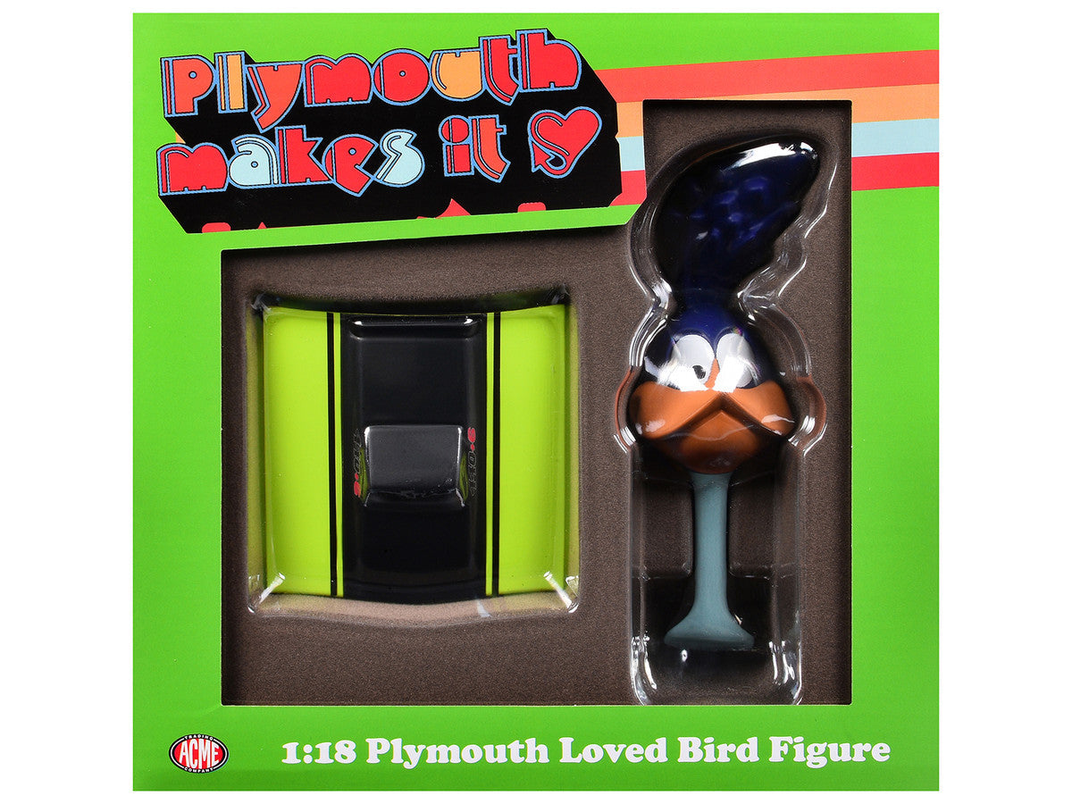 Plymouth Loved Bird Figure with Limelight Green Hood Stand 1/18 Model by ACME Acme