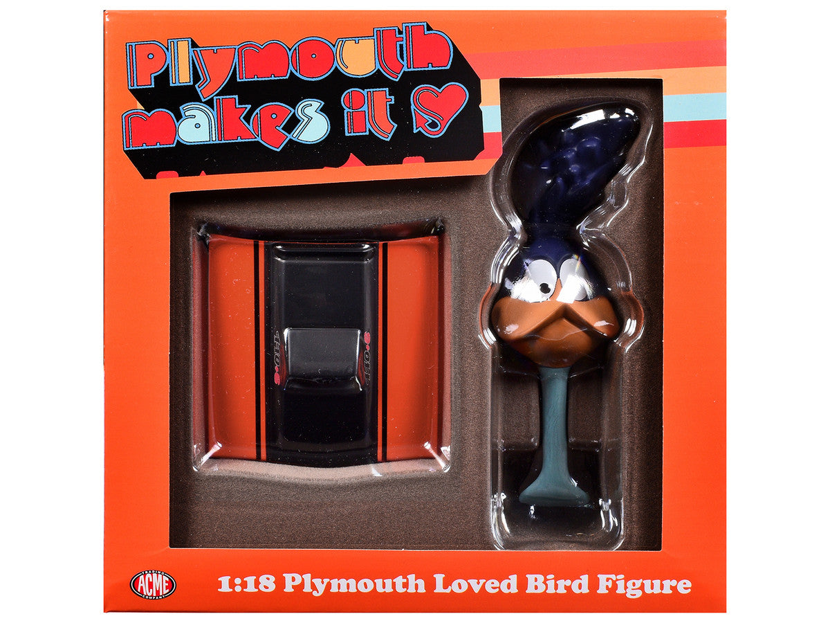 Plymouth Loved Bird Figure with Vitamin C Orange Hood Stand 1/18 Model by ACME Acme