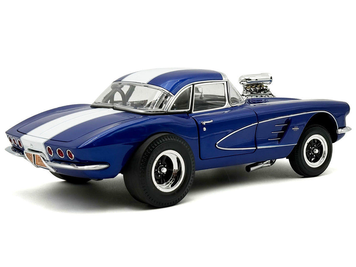 1961 Chevrolet Corvette Grand Sport Gasser Admiral Blue Metallic with White Stripe Limited Edition to 204 pieces Worldwide 1/18 Diecast Model Car by ACME Acme