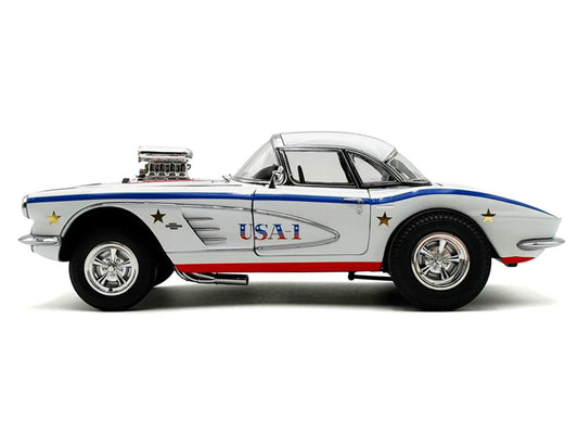1961 Chevrolet Corvette Grand Sport Gasser "USA-1" White with Blue and Red Stripes Limited Edition to 362 pieces Worldwide 1/18 Diecast Model Car by ACME Acme