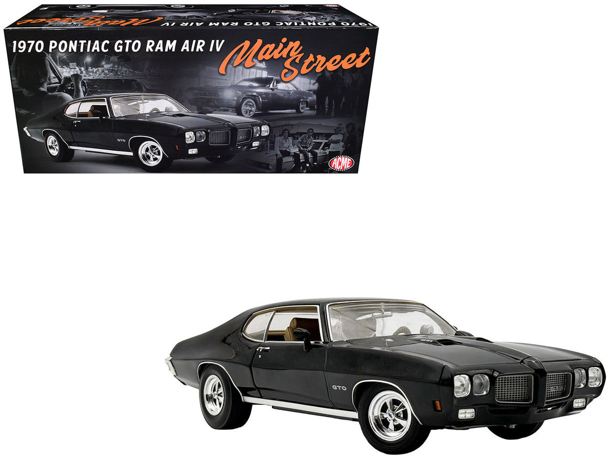 1970 Pontiac GTO Ram Air IV "Main Street" Black Limited Edition to 402 pieces Worldwide 1/18 Diecast Model Car by ACME Acme