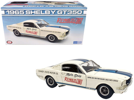 1965 Shelby GT350 "Reynolds Ford" White with Blue Stripes Limited Edition to 204 pieces Worldwide 1/18 Diecast Model Car by ACME Acme