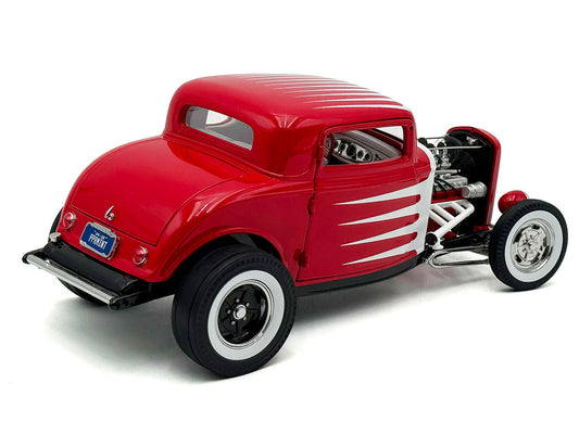 1932 Ford 3 Window Coupe "Peppermint Twist" Red with White Graphics Limited Edition to 372 pieces Worldwide 1/18 Diecast Model Car by ACME-0