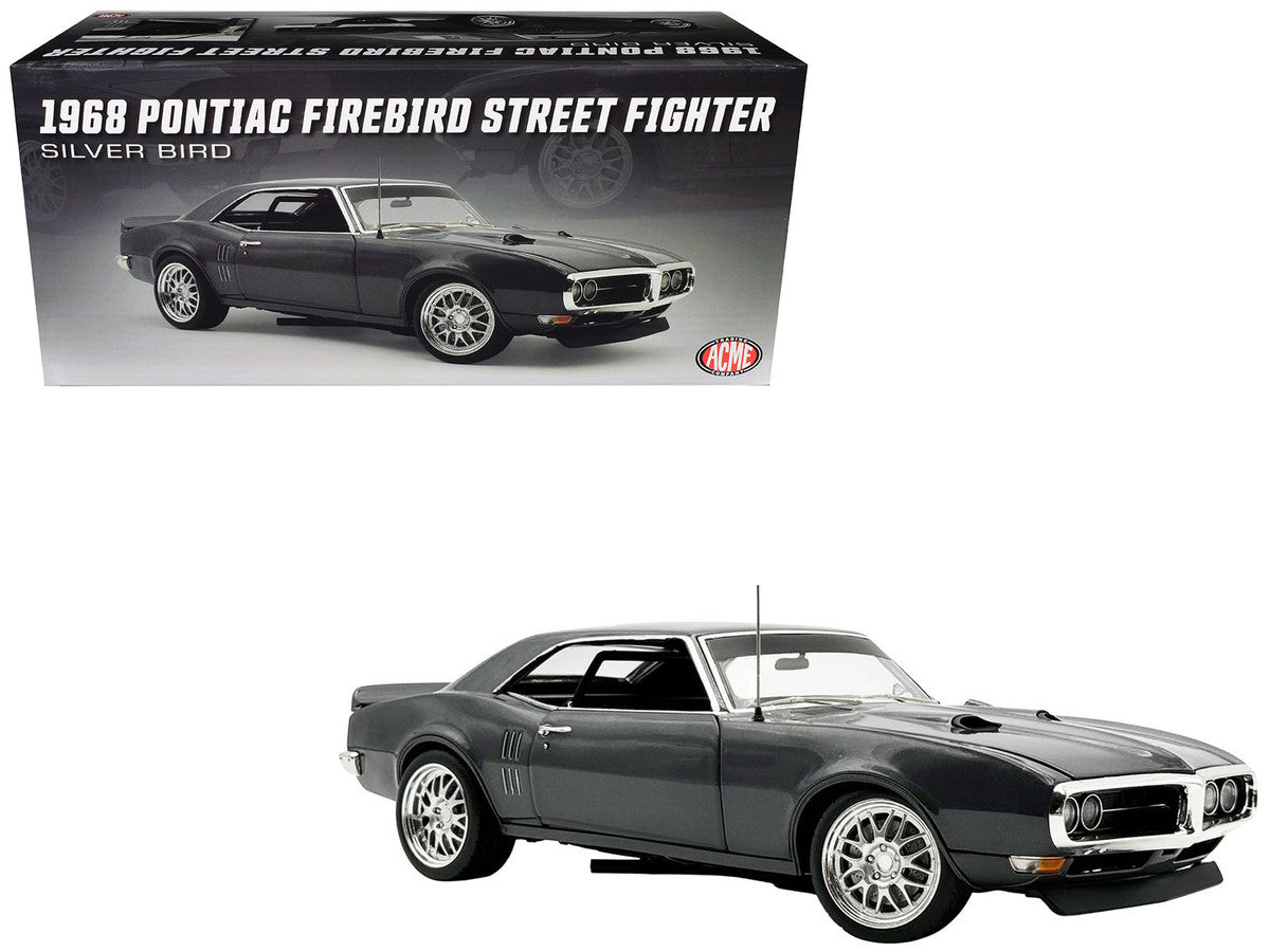 1968 Pontiac Firebird Street Fighter "Silver Bird" Gun Metal Gray Metallic Limited Edition to 400 pieces Worldwide 1/18 Diecast Model Car by ACME-4
