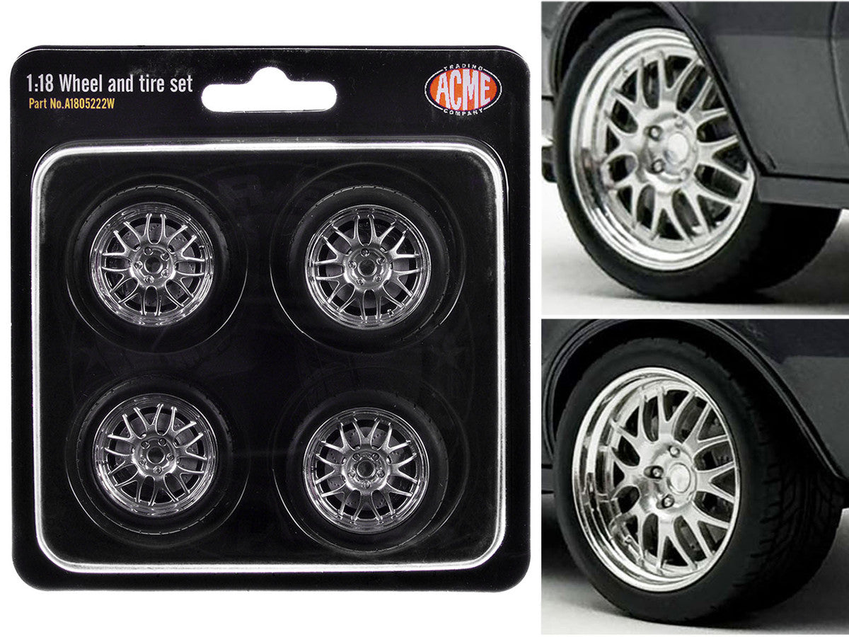 Street Fighter 18" Wheel and Tire Set of 4 pieces from "1968 Pontiac Firebird Street Fighter" for 1/18 Scale Models by ACME-0