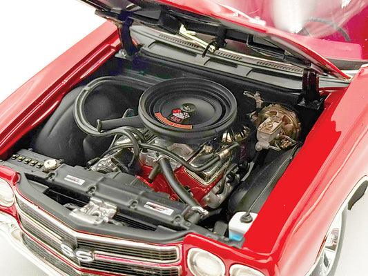 1970 Chevrolet Chevelle SS 454 LS6 Cranberry Red with White Stripes and Red Interior Limited Edition to 454 pieces Worldwide 1/18 Diecast Model Car by ACME Acme