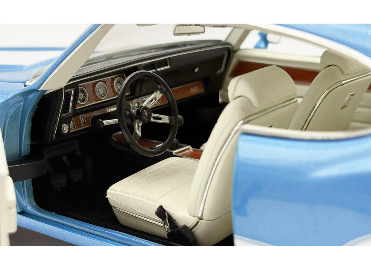 1971 Oldsmobile 442 W30 "Dr. Olds Release #6" Viking Blue Metallic with White Stripes Limited Edition to 442 pieces Worldwide 1/18 Diecast Model Car by ACME Acme