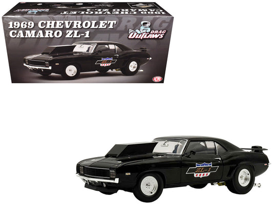1969 Chevrolet Camaro ZL-1 "Drag Outlaws" Black Limited Edition to 372 pieces Worldwide 1/18 Diecast Model Car by ACME Acme