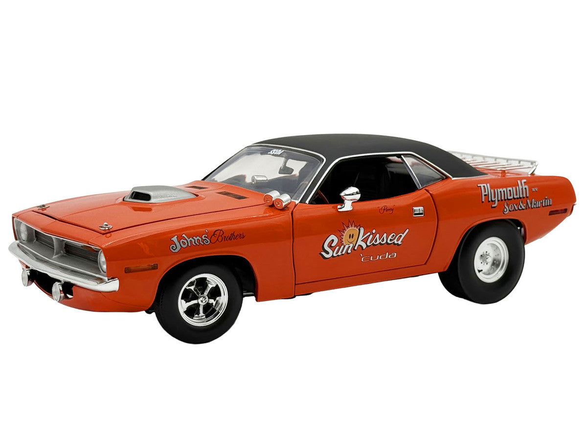 1970 Plymouth HEMI Cuda "Sun Kissed Cuda - Sox & Martin" Vitamin C Orange with Black Vinyl Top Limited Edition to 444 pieces Worldwide 1/18 Diecast Model Car by ACME Acme