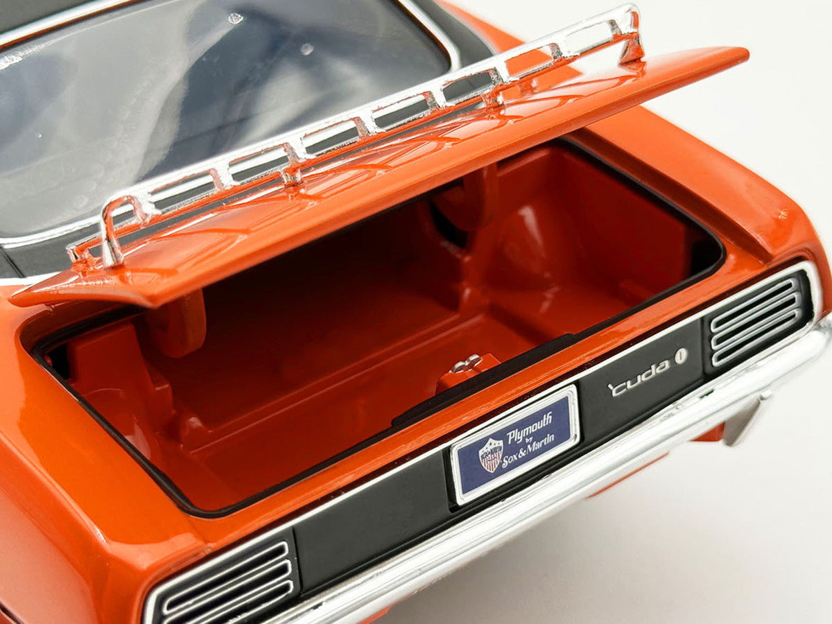 1970 Plymouth HEMI Cuda "Sun Kissed Cuda - Sox & Martin" Vitamin C Orange with Black Vinyl Top Limited Edition to 444 pieces Worldwide 1/18 Diecast Model Car by ACME Acme