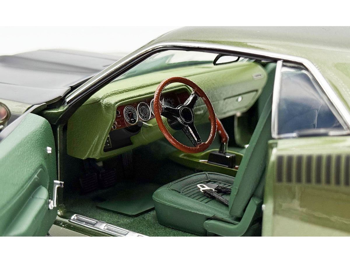 1970 Plymouth AAR Cuda Ivy Green Metallic with Black Stripes and Green Interior Limited Edition to 576 pieces Worldwide 1/18 Diecast Model Car by ACME Acme