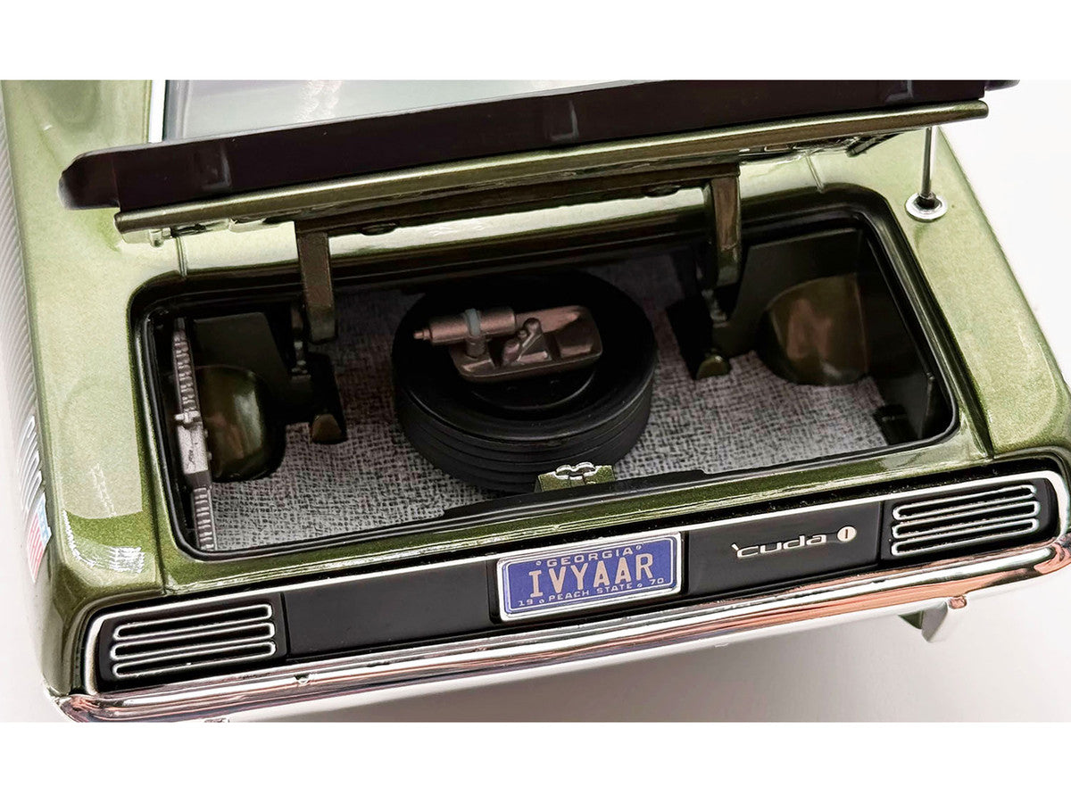 1970 Plymouth AAR Cuda Ivy Green Metallic with Black Stripes and Green Interior Limited Edition to 576 pieces Worldwide 1/18 Diecast Model Car by ACME Acme