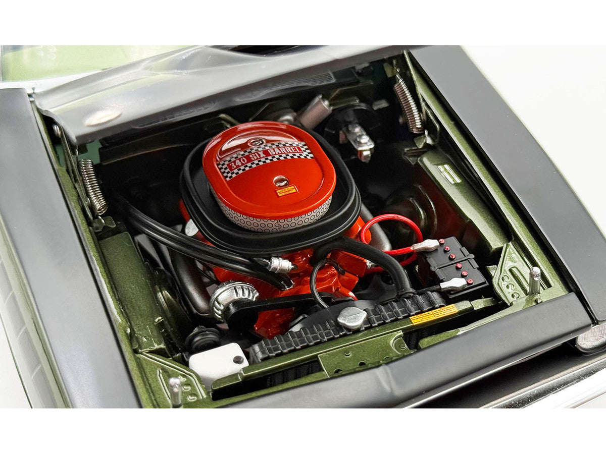 1970 Plymouth AAR Cuda Ivy Green Metallic with Black Stripes and Black Vinyl Top with Green Interior Limited Edition to 448 pieces Worldwide 1/18 Diecast Model Car by ACME Acme