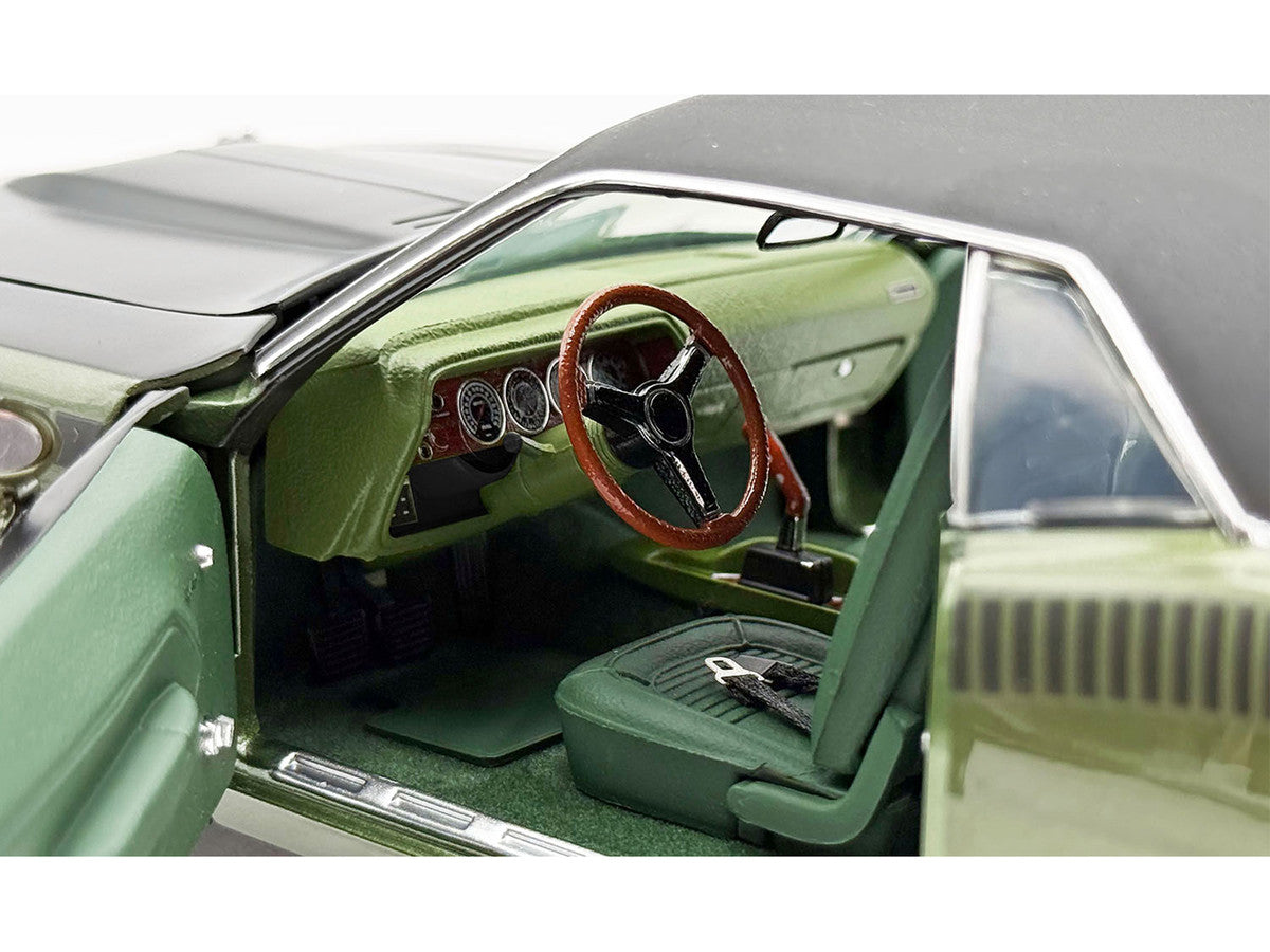 1970 Plymouth AAR Cuda Ivy Green Metallic with Black Stripes and Black Vinyl Top with Green Interior Limited Edition to 448 pieces Worldwide 1/18 Diecast Model Car by ACME Acme