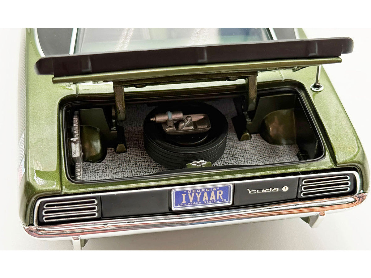 1970 Plymouth AAR Cuda Ivy Green Metallic with Black Stripes and Black Vinyl Top with Green Interior Limited Edition to 448 pieces Worldwide 1/18 Diecast Model Car by ACME Acme