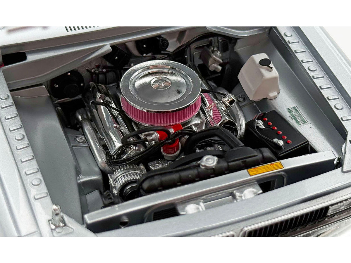 1970 Dodge Dart 440 Street Machine Titanium Silver Metallic with Red Tail Stripe and Red Interior Limited Edition to 594 pieces Worldwide 1/18 Diecast Model Car by ACME Acme