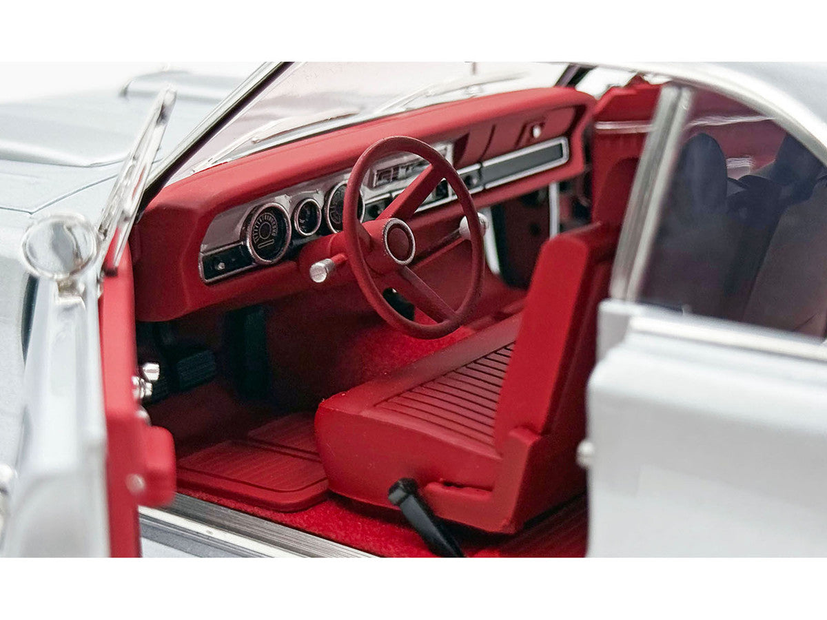 1970 Dodge Dart 440 Street Machine Titanium Silver Metallic with Red Tail Stripe and Red Interior Limited Edition to 594 pieces Worldwide 1/18 Diecast Model Car by ACME Acme