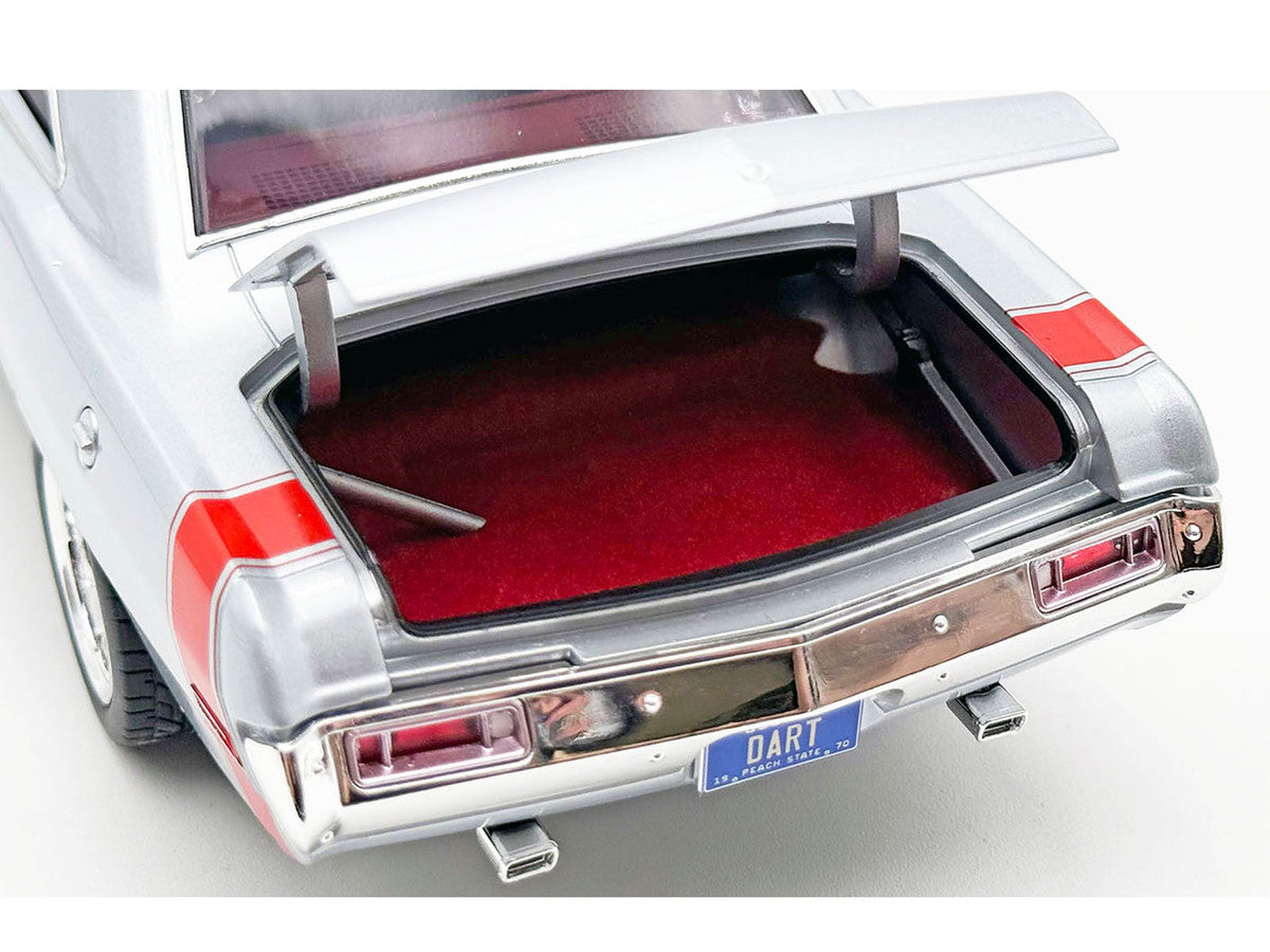 1970 Dodge Dart 440 Street Machine Titanium Silver Metallic with Red Tail Stripe and Red Interior Limited Edition to 594 pieces Worldwide 1/18 Diecast Model Car by ACME Acme