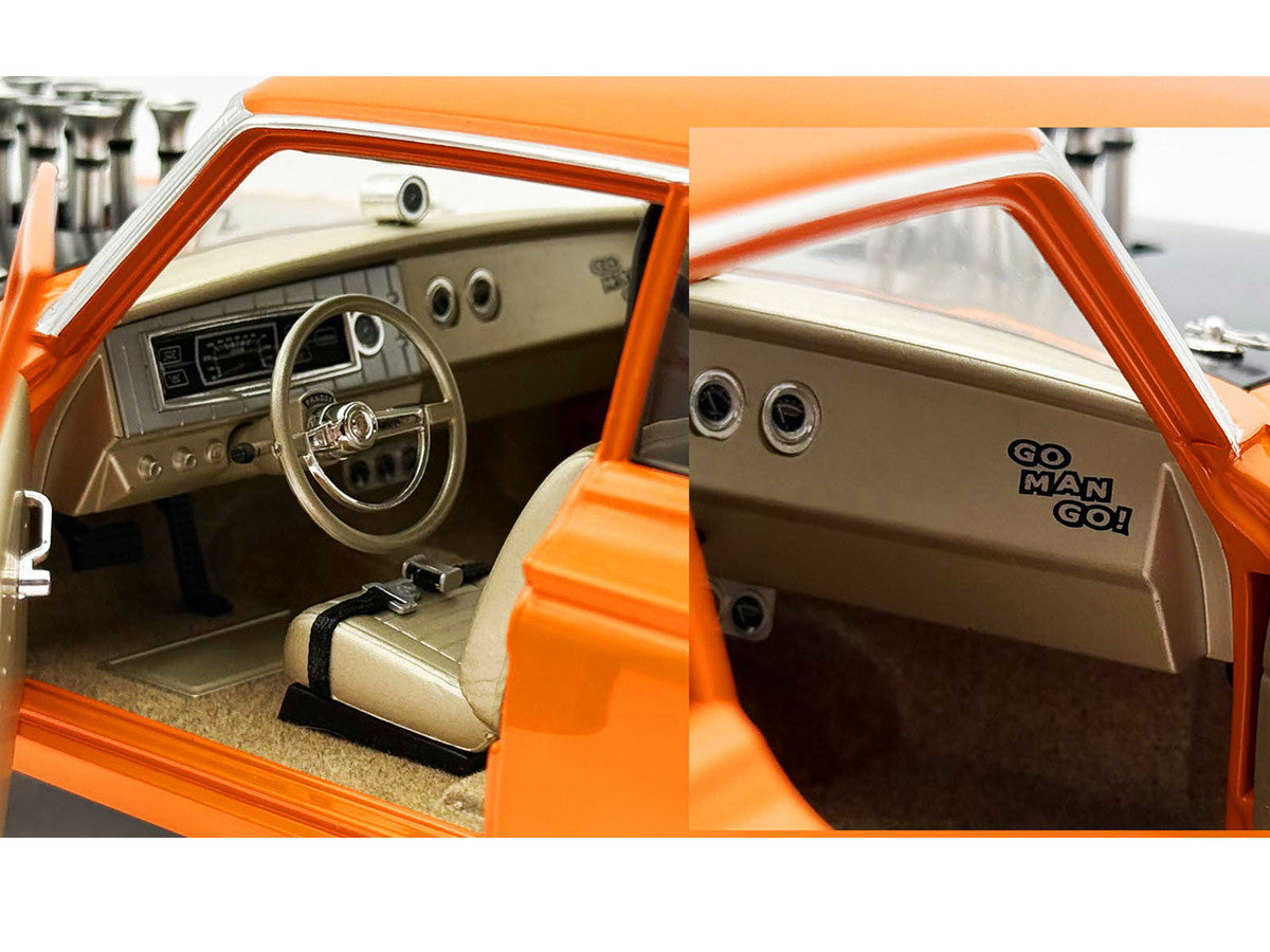 1965 Dodge Coronet AWB "Go Man Go" Go Mango Orange with Black Hood Limited Edition to 300 pieces Worldwide 1/18 Diecast Model Car by ACME Acme