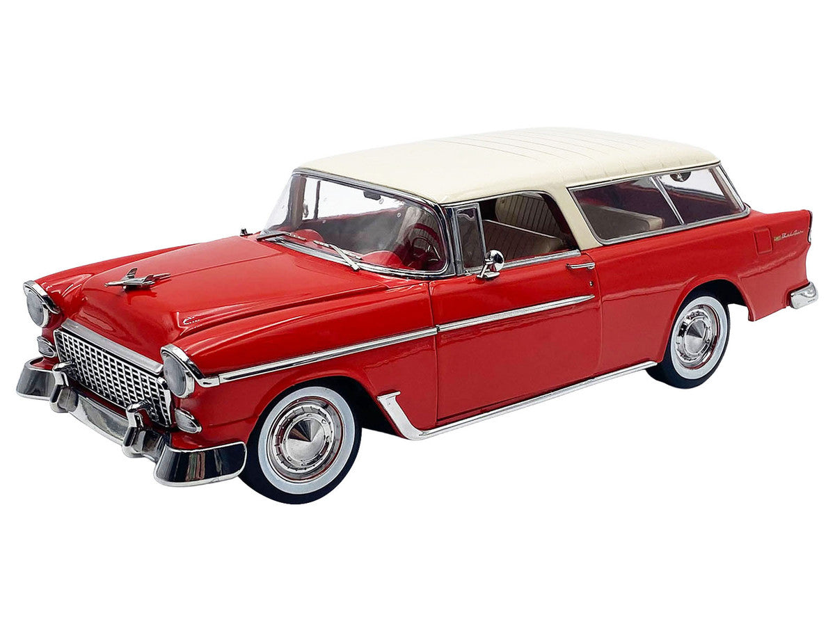 1955 Chevrolet Bel Air Nomad Red with Cream Top Limited Edition to 958 pieces Worldwide 1/18 Diecast Model Car by ACME Acme