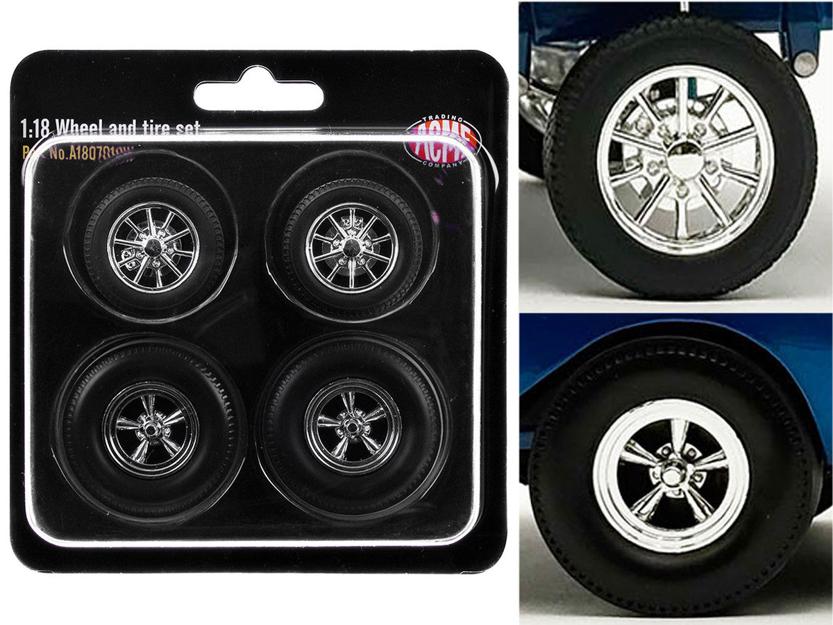 "Drag" Wheel and Tire Set of 4 pieces from "1957 Chevrolet 150 Gasser 'High Roller'" for 1/18 Scale Models by ACME-0