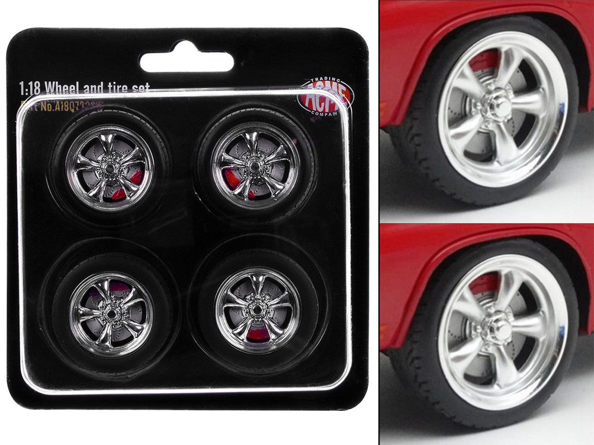 "Torque Thrust" Wheel and Tire Set of 4 pieces from "1967 Chevrolet C-10 Custom Pickup Truck" for 1/18 Scale Models by ACME-0