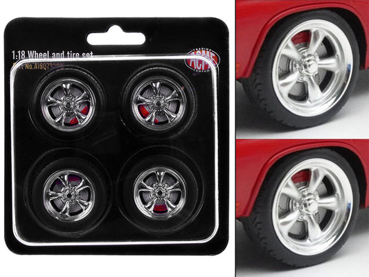 "Torque Thrust" Wheel and Tire Set of 4 pieces from "1967 Chevrolet C-10 Custom Pickup Truck" for 1/18 Scale Models by ACME-0