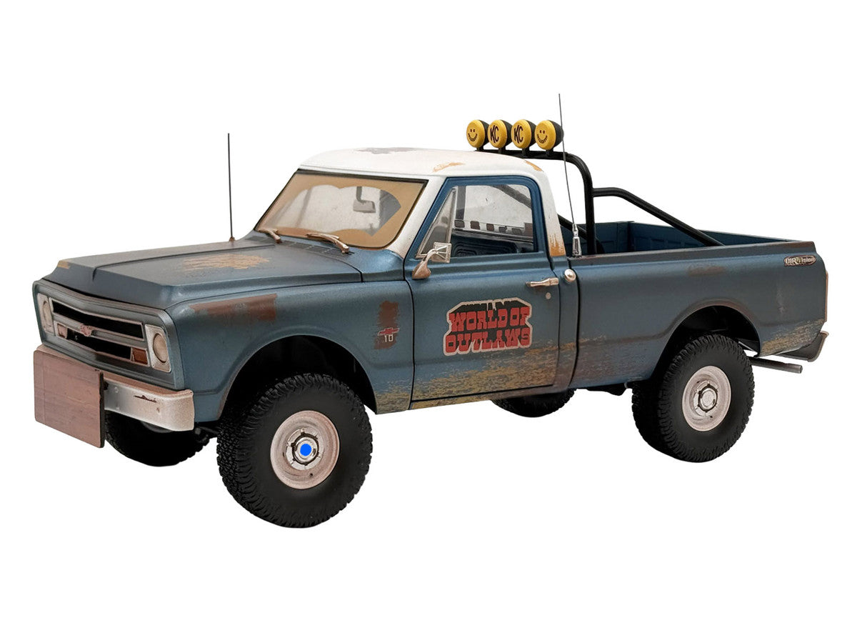 1967 Chevrolet K-10 Pickup Truck "World of Outlaws Push Truck" Blue (Rusted) with White Top Limited Edition to 378 pieces Worldwide 1/18 Model Car by ACME Acme
