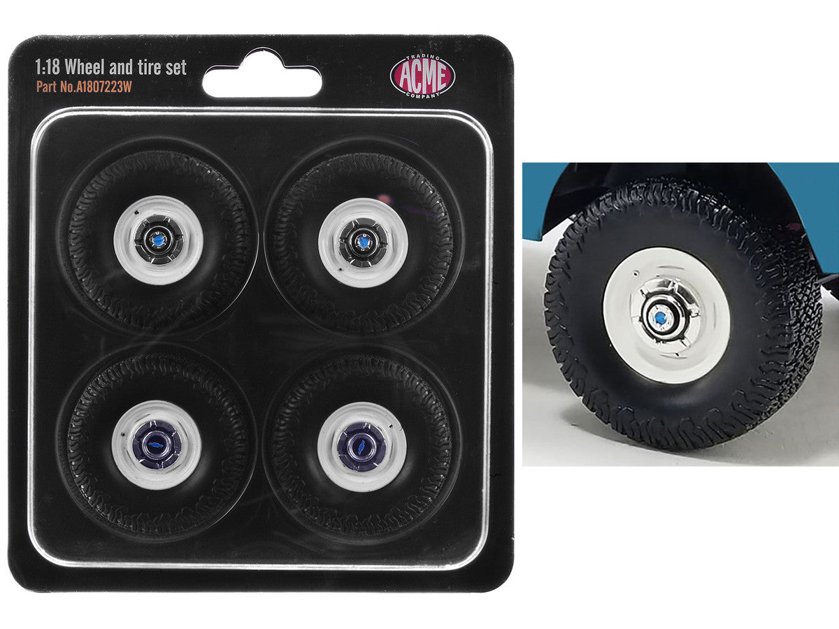 "35 Inch Offroad" Wheel and Tire Set of 4 pieces from 1967 Chevrolet K-10 Pickup Truck for 1/18 Scale Models by ACME Acme