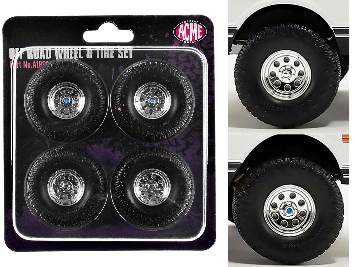 "Offroad" 35" Mag Wheel and Tire Set of 4 pieces from 1971 Chevrolet K5 Blazer for 1/18 Scale Models by ACME Acme