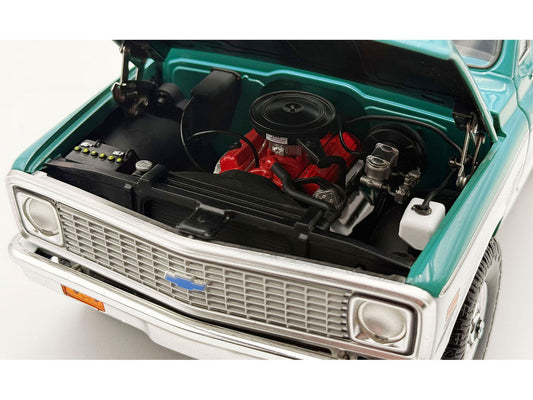 1972 Chevrolet Blazer K/5 "Route 66 100th Anniversary" Green and White with Black Stripes Limited Edition 1/18 Diecast Model Car by ACME Acme
