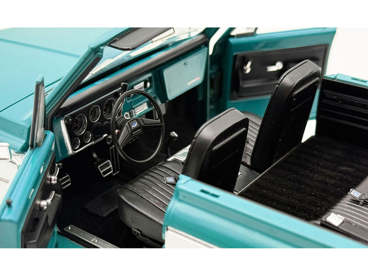 1972 Chevrolet Blazer K/5 "Route 66 100th Anniversary" Green and White with Black Stripes Limited Edition 1/18 Diecast Model Car by ACME Acme