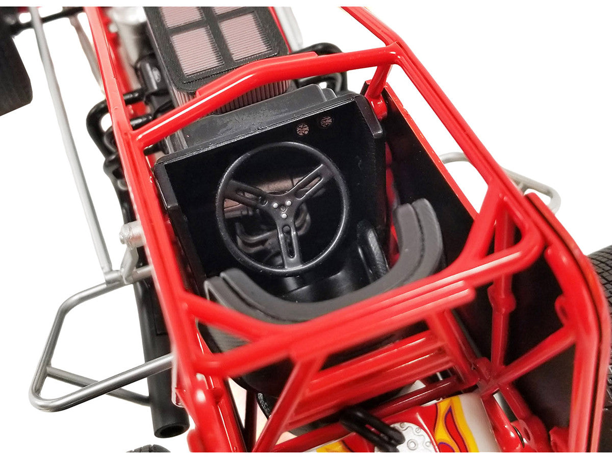 Winged Sprint Car #104+ Jeff Swindell "Octane Boost" Red with Graphics "National Sprint Car Hall of Fame" 1/18 Diecast Model Car by ACME-3