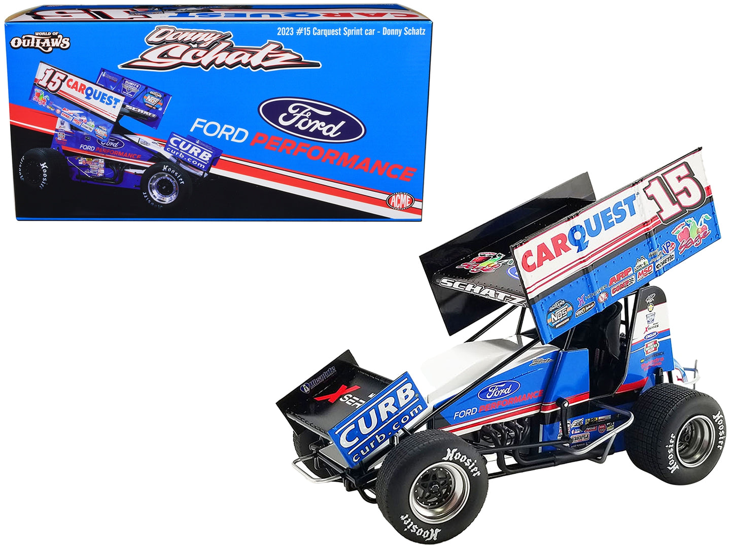 Winged Sprint Car #15 Donny Schatz "Carquest" Curb-Agajanian Racing "World of Outlaws" (2023) 1/18 Diecast Model Car by ACME