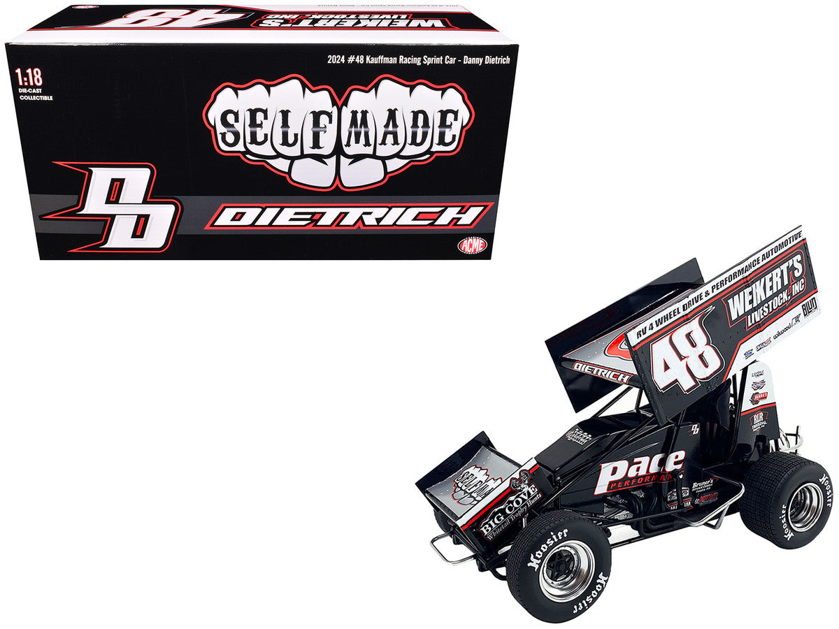 Winged Sprint Car #48 Danny Dietrich "Weikert's Livestock Inc." Gary Kauffman Racing (2024) 1/18 Diecast Model Car by ACME Acme