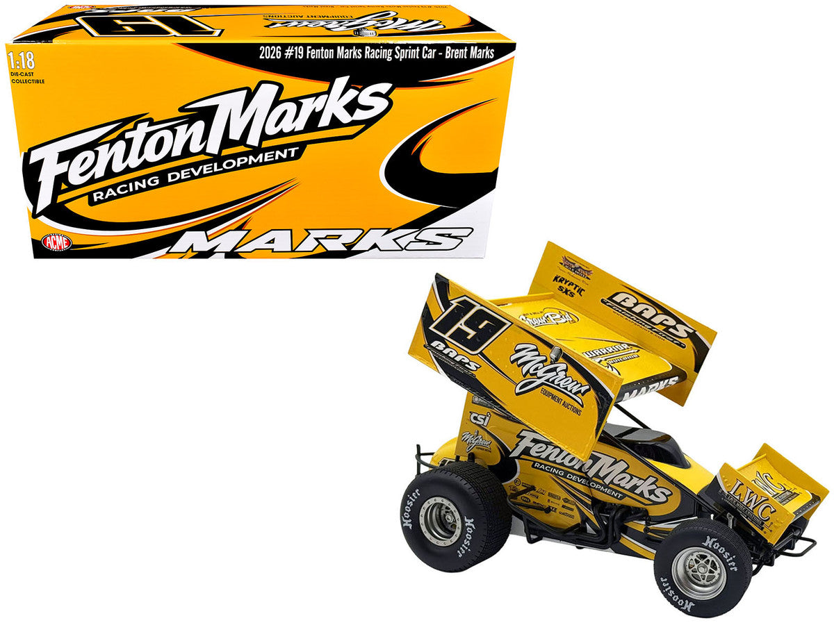 Winged Sprint Car #19 Brent Marks "Fenton Marks Racing" (2026) 1/18 Diecast Model Car by ACME Acme
