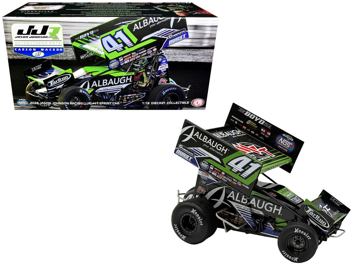 Winged Sprint Car #41 Carson Macedo "Albaugh" Jason Johnson Racing (2026) 1/18 Diecast Model Car by ACME Acme
