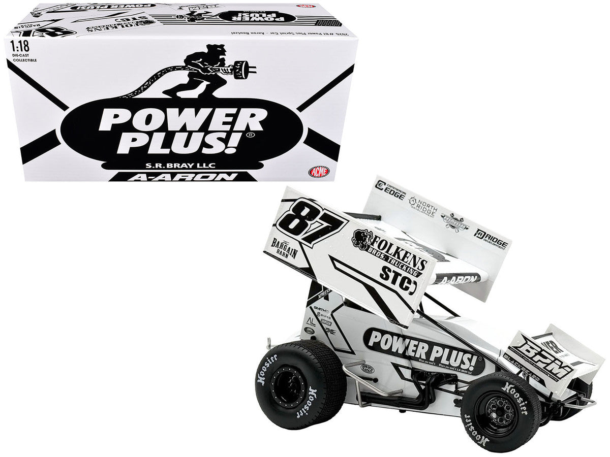 Winged Sprint Car #87 Aaron Reutzel "Power Plus" White (2026) 1/18 Diecast Model Car by ACME Acme