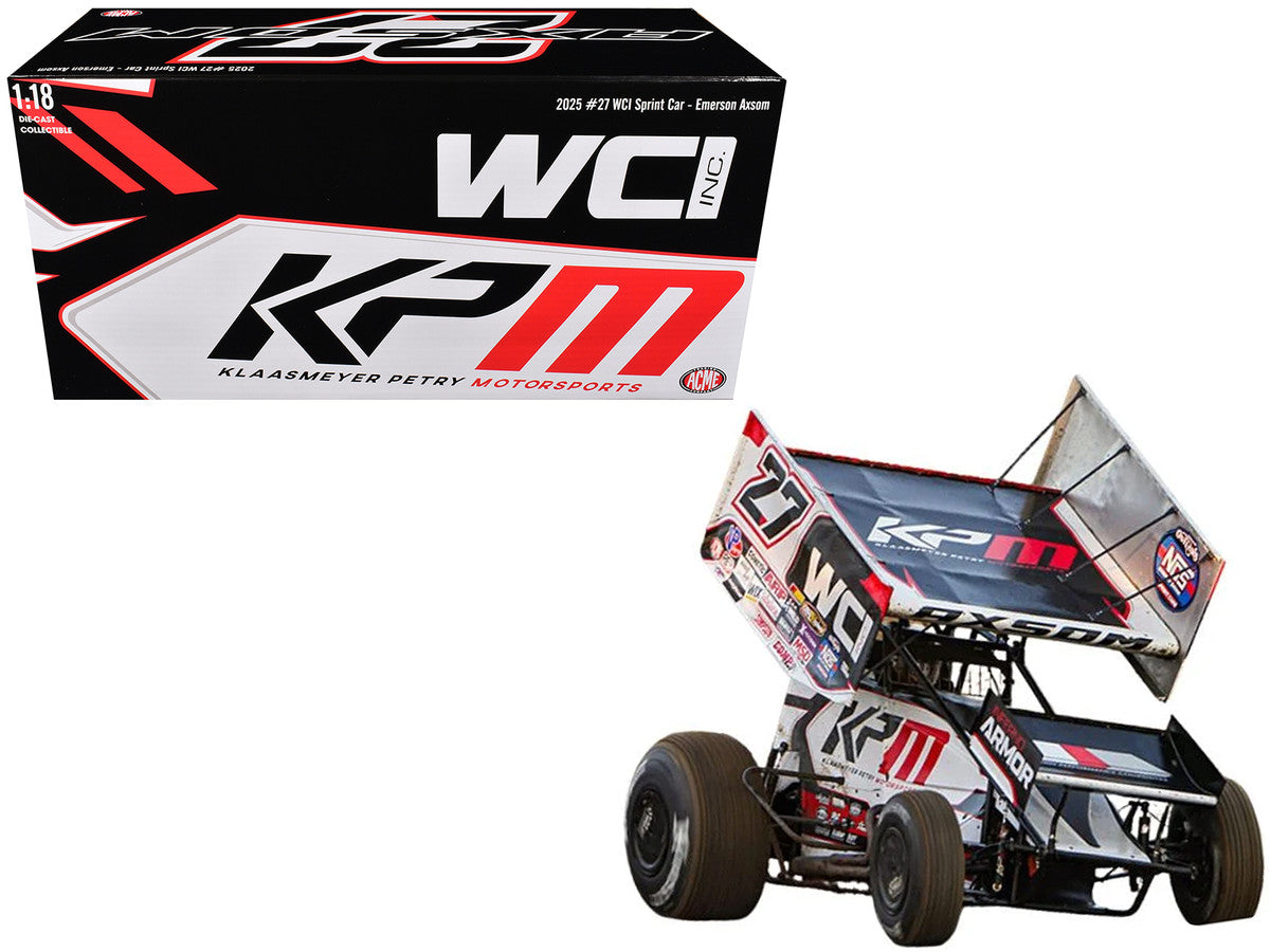 Winged Sprint Car #27 Emerson Axsom "WCI - KPM" White (2026) 1/18 Diecast Model Car by ACME Acme