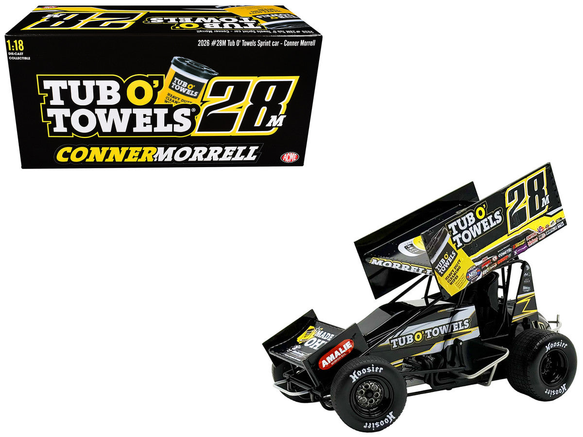 Winged Sprint Car #28M Conner Morrell "Tub O' Towels" (2026) 1/18 Diecast Model Car by ACME Acme